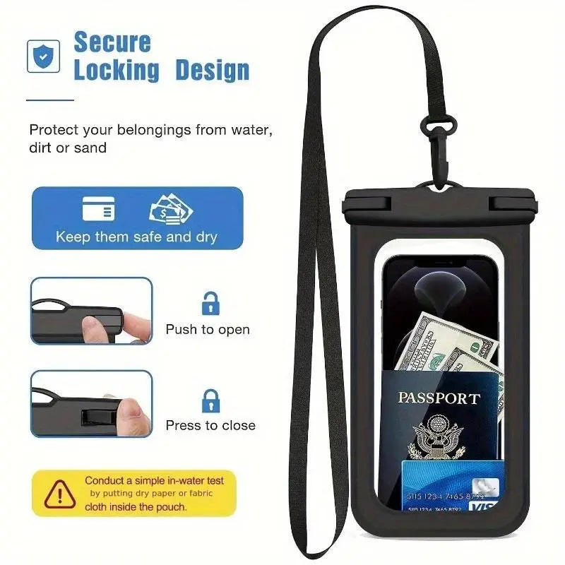 Waterproof Phone Bag, 1 Count Universal Large Capacity Transparent Phone Case with Lanyard, Swimming Phone Bag, Phone Accessories for Swimming, Beach, Pool, Phone Accessories, Cover, Smartphone