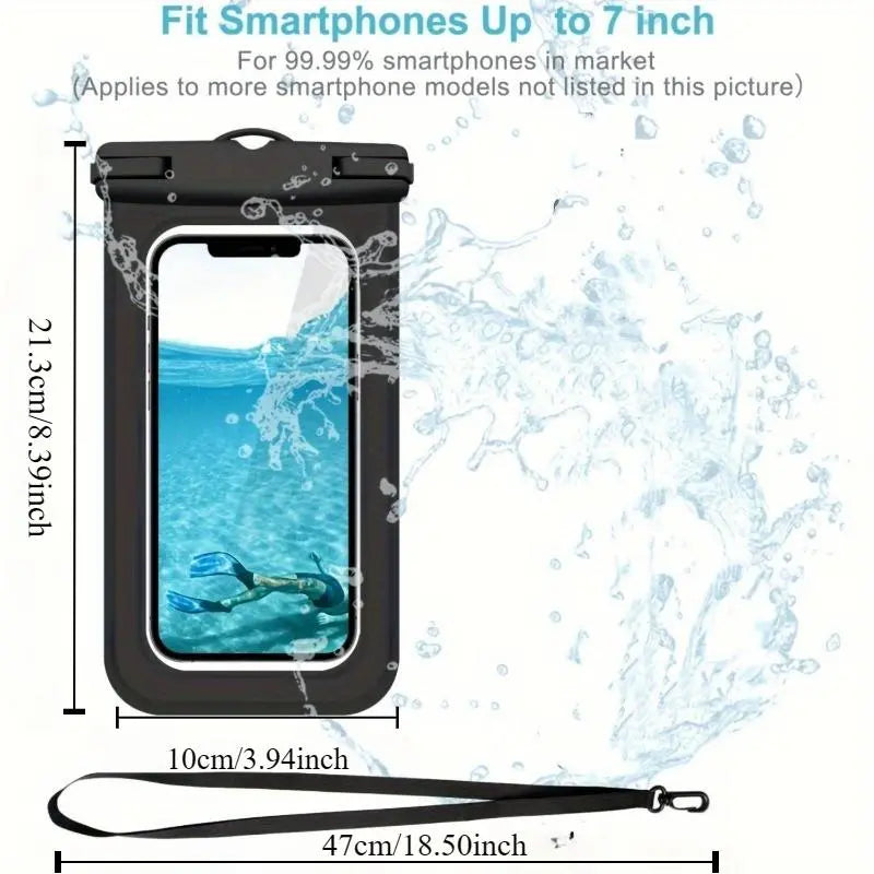 Waterproof Phone Bag, 1 Count Universal Large Capacity Transparent Phone Case with Lanyard, Swimming Phone Bag, Phone Accessories for Swimming, Beach, Pool, Phone Accessories, Cover, Smartphone